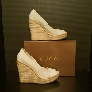 Gucci peep toe wedges